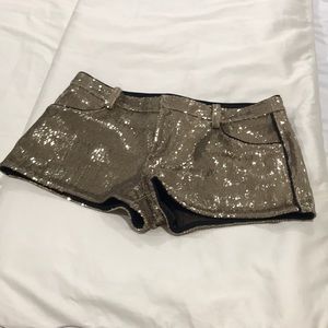 Juicy Couture gold sequin stretch shorts